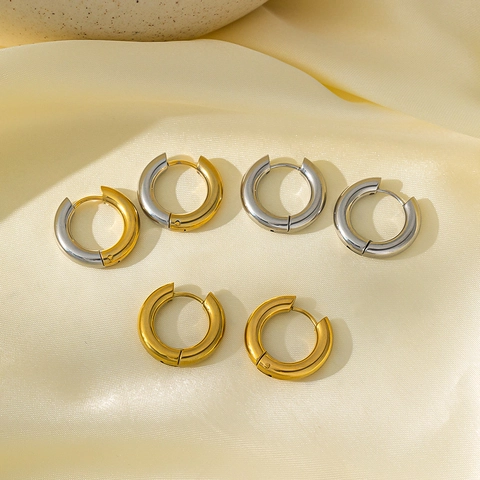 Orecchini A Cerchio Minimalisti Placcati Oro 18K Acciaio Inossidabile Spessi Tondi Geometrici Gioielli Di Moda Unisex