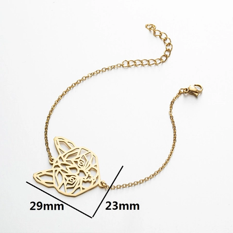 Pulsera Con Colgante De Cabeza De Gato Hueca De Acero Inoxidable Joyería Geométrica Estilo Origami Para Mujer