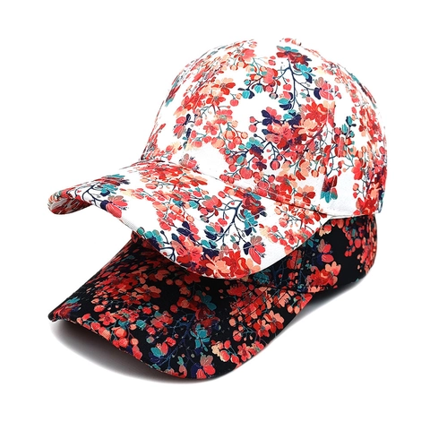 Casquette De Baseball Imprimé Fleuri Pour Femmes Polyester Respirant Protection Solaire Extérieur Ajustable Visière Courbée