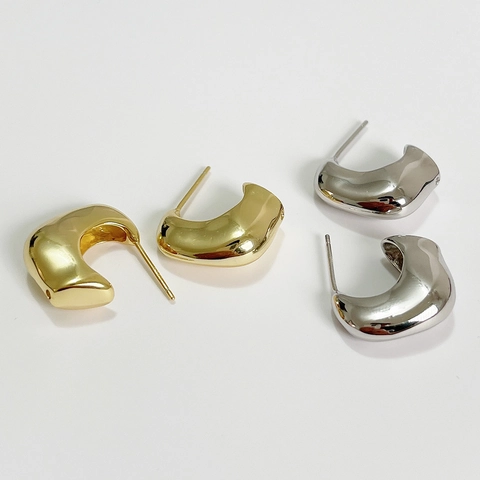 Orecchini In Argento Sterling 925 Cerchi Spessi A Forma Di C Lucidati Irregolari Geometrici Minimalisti Gioielli Donna