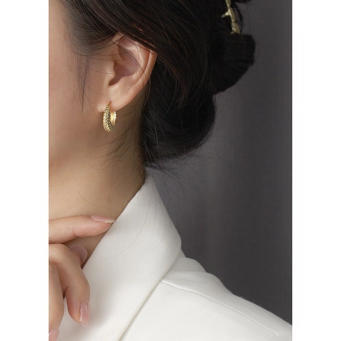 925 Sterling Silber Hoop Ohrringe U-Förmige Blasen Textur Vintage Französischer Stil Schmuck Für Damen