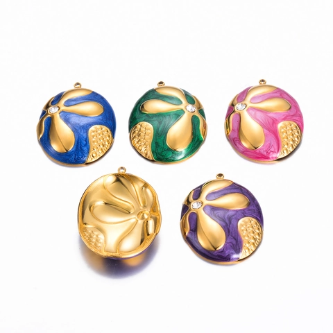 Roestvrij Stalen Emaille Bloem Hangers Ovaal Druipolie Rhinestone DIY Sieraden Maken Oorbel Bevindingen