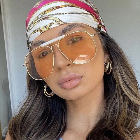 Fashion Double Beam Metal Large Frame Aviator Sunglasses For Women Men UV400 Protection Classic Retro Pilot Style Sun Glasses