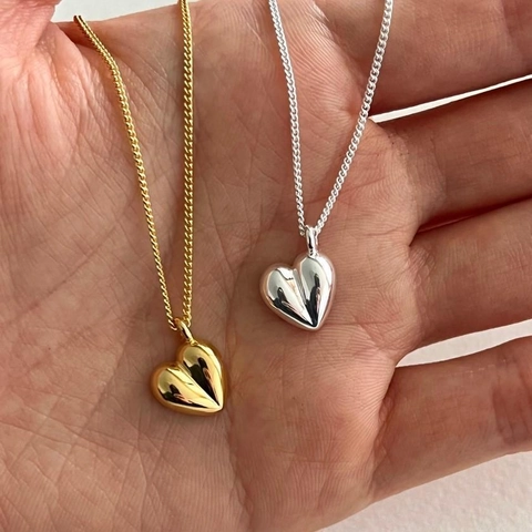 925 Sterling Silber Herz Anhänger Halskette Für Frauen Minimalistischer Eleganter Polierter Schmuck Ins Stil