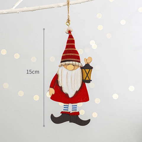 Wooden Christmas Pendants Ornaments Santa Claus Gnome Tree Hanging Decor Welcome Sign For Holiday Home Party