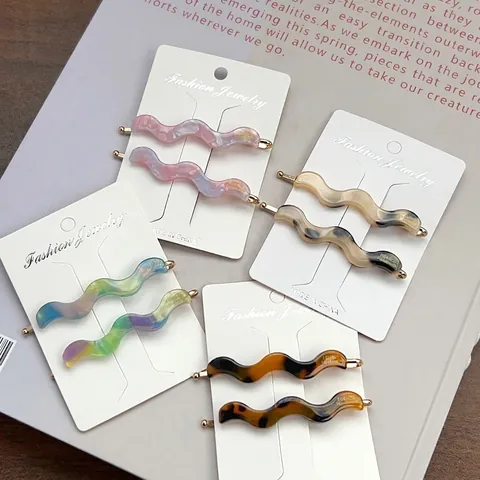Pinces À Cheveux En Acétate Vague Élégantes Barrettes En Forme De S Motif Marbre Écaille De Tortue Pour Femmes Filles