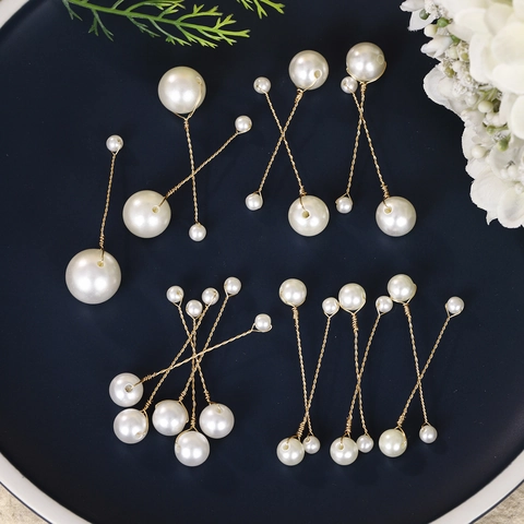 Barrettes À Künstliche Perles Fait Main Épingle À Cheveux Mariage Élégante Fil De Cuivre Doré Bijoux Vintage Coiffe Pour Femmes