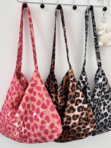 Große Kapazität Schultertasche Leopard Muster Leinwand Polyester Tote Hobo Handtasche Mode Damen