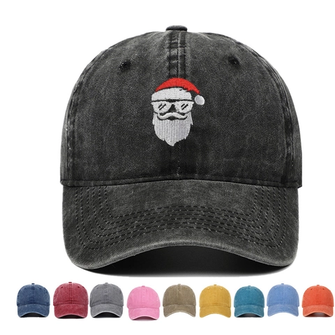 Christmas Baseball Cap Washed Cotton Embroidered Santa Claus With Sunglasses Vintage Distressed Sport Sun Hat For Men Women