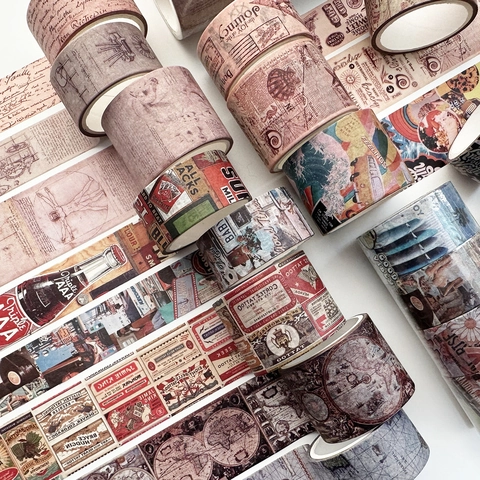 Vintage Washi Tape Scrapbooking Dekorative Maskierung Klebeband Journaling Schreibwaren Washi Papier Antike Karte Manuskript Stil