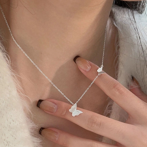 Collana Con Ciondolo A Farfalla Argento Sterling 925 Motivo A Farfalla Catena Per Clavicola Gioielli Coreani Minimalisti Donna