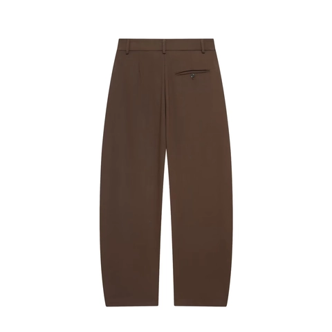 Pantaloni Casual Da Donna Gamba Dritta Vita Alta Marrone Caffè Twill Di Poliestere Streetwear
