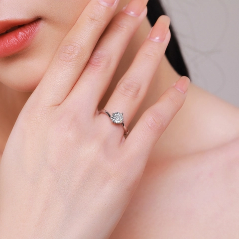 Solitär Ring 925 Sterlingsilber Rund 5A Zirkonia Gedrehter Schaft Für Frauen Verlobung Hochzeit Elegant