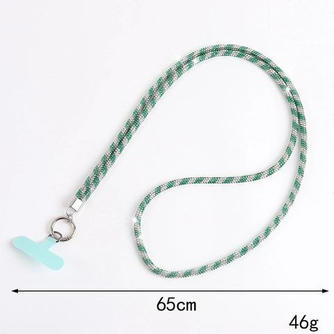 Lussuoso Cordino per Cellulare a Tracolla in Strass Cinturino per Cellulare a Righe Lucide Con Fibbia in Metallo