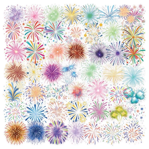 Autocollants Feux d'Artifice en PET Transparents Imperméables Aquarelle Multicolore Décalcomanies Pour Scrapbooking