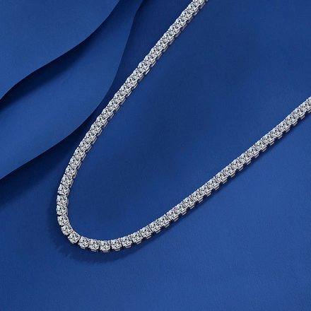 Collana Tennis in Argento Sterling 925 Hip Hop Catena con Intarsio di Moissanite e Zirconia per Donna Uomo Gioielli di Lusso