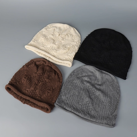 Women Hollow Out Knit Beanie Hat Slouchy Summer Thin Large Head Circumference Japanese Style Fashion Breathable Bonnet Cap