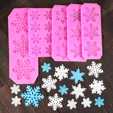 Snowflake Silicone Mold Christmas Fondant Chocolate Cake Decorating Tool DIY Craft Resin Epoxy Ice Cube Tray Pink