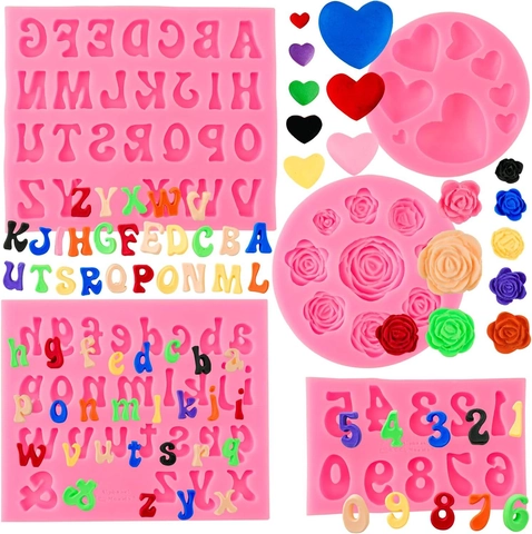 Siliconen Alfabet Letters Cijfers Hart Roos Bloem Taart Fondant Vormen Voor DIY Bakken Chocolade Aromatherapie Kaarsen Maken