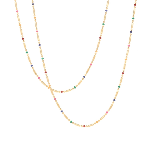 Boheems Titanium Staal Regenboog Emaille Halsketting Voor Dames 18K Verguld Fijne Ketting Veelkleurige Kralen Choker Sieraden