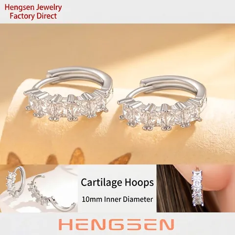 Créoles En Cuivre Plaqué Argent Avec Zircon Transparent Carré Cube Géométrique Minimaliste Tempérament Bijoux Pour Femmes