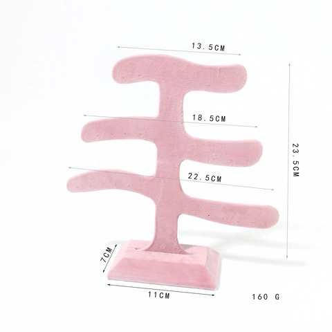 Jewelry Display Stand Pink Velvet Tree Multi Tier T Bar Earring Ring Holder Organizer Countertop Storage Home Store