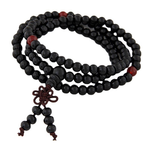 Bracelet Perles De Prière Bouddhistes Bois Multicouche Nœud Chinois Bois Parfumé Style Ethnique Méditation Bijoux Unisex