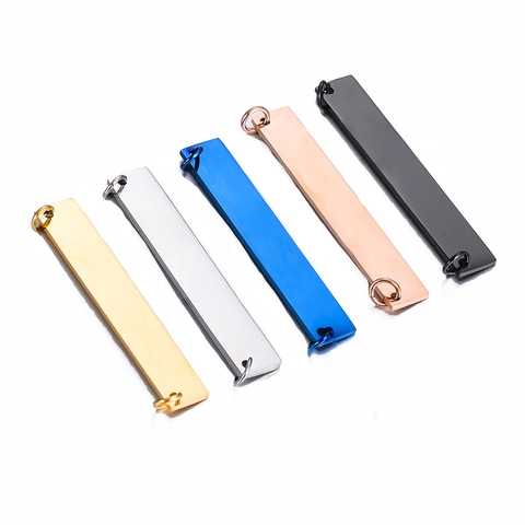 Stainless Steel Rectangular Bar Connectors Double Hole Mirror Polished Blank Jewelry Tags For DIY Bracelet Necklace Making