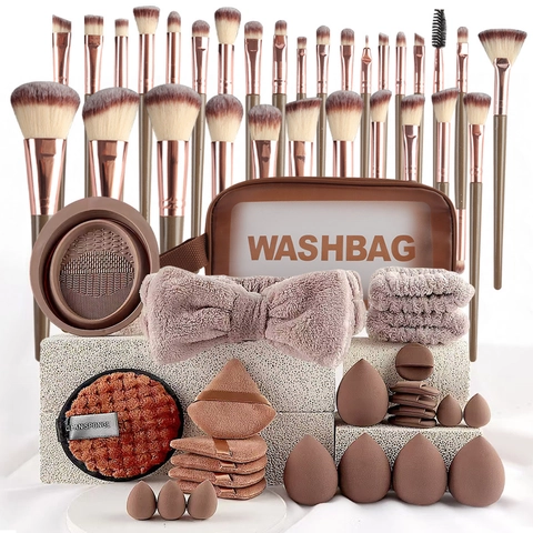 Professional Makeup Tool Collection Non Latex Beauty Blender Sponge Synthetic Fiber Brush Flannel Hairband Foundation Tool