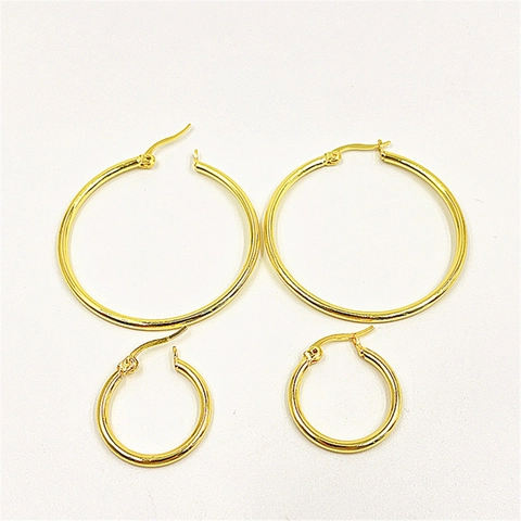 Orecchini A Cerchio Tondi Lisci Minimalisti Per Donne Geometrici In Rame Solido Placcati Oro Vero Accessorio Di Moda Gioielli