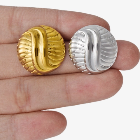 Orecchini A Bottone Tondi Testurizzati Acciaio Inossidabile 304 Minimalista Motivo A Spirale Circolare Gioielli Geometrici Per Donne