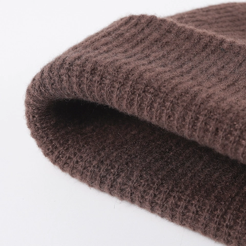 Knitted Beanie Hat For Men Women Winter Warm Polyester Ribbed Cuffed Skull Cap Solid Color Stretchy Outdoor