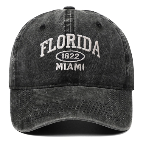 Cappellino Da Baseball In Cotone Lavato Ricamo Florida Miami Retro Vintage Cappello Da Sole Regolabile Per Uomo E Donna