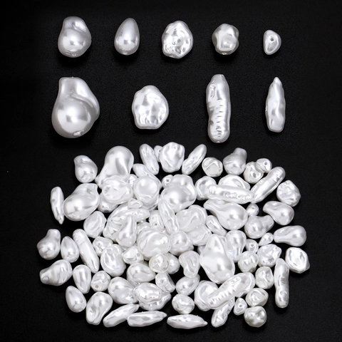 Baroque Imitation Artificial Pearl Beads Irregular ABS Plastic Loose Spacer Beads DIY Jewelry Making Bracelet Necklace White Crafting