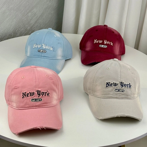 Vintage Abgewetzte Baumwolle Baseball Kappe Für Damen Herren New York Stickerei Buchstabe Sonnenschutz Verstellbare Baseballmütze