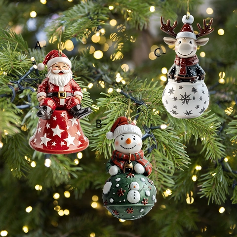Ornamento Appeso Di Natale Acrilico Babbo Natale Pupazzo Di Neve Renna Motivo Albero Auto Specchio Zaino Regalo