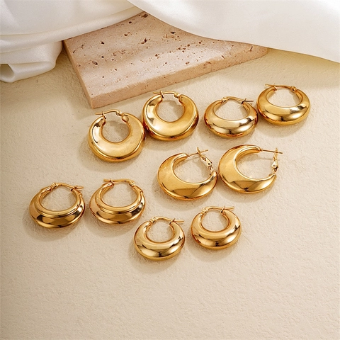 Pendientes de Aro Geométricos Gruesos Modernos Para Mujer Pendientes en Forma de U de Cobre Chapado en Oro Minimalistas
