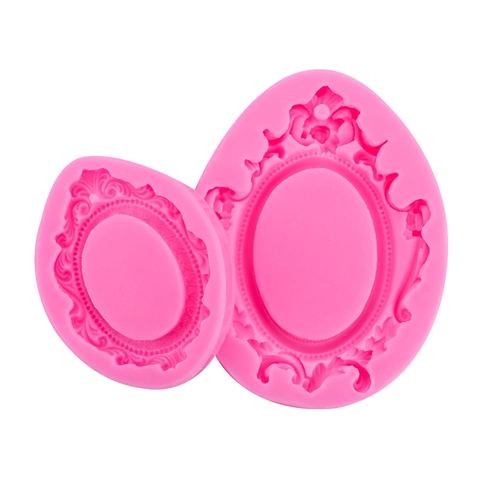 Relief Photo Frame Silicone Mold European Baroque Lace Fondant Cake Decoration Chocolate Resin DIY Craft Tool