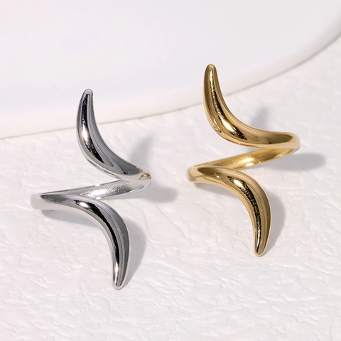 Anello Aperto A Onda Minimalista Acciaio Inossidabile Regolabile Linea Spirale Geometrica Gioielli Di Moda Per Donne