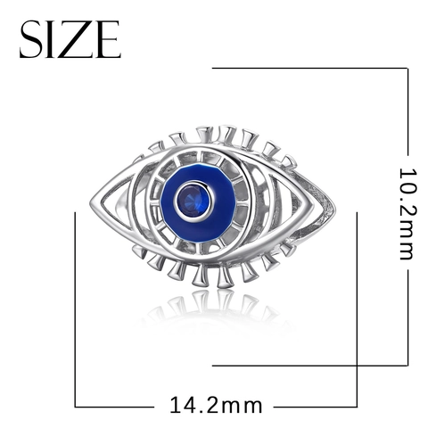 925 Sterling Silver Blue Evil Eye Charm Beads Rhinestone Enamel DIY Spacer Bead For Bracelet Jewelry Making Accessories