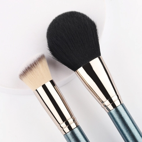 Professionelle Make-up-Pinsel Holzgriff Kunstfaser Puder Foundation Lidschatten Verblendung Blaugrün Beauty Tools Elegant