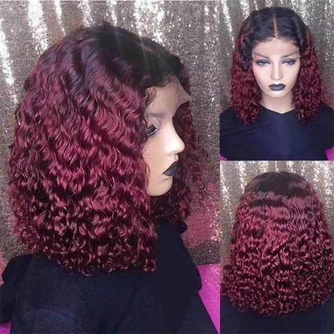 Peluca Bob Corta Rizada Pequeños Rizos Africanos Fibra Sintética De Alta Temperatura Resistente Al Calor Ombre Para Mujer