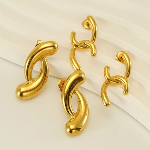Orecchini A Lobo Geometrici Irregolari Placcati Oro 18K Acciaio Inossidabile Fluido Astratto Gioielli Per Orecchie Da Donna