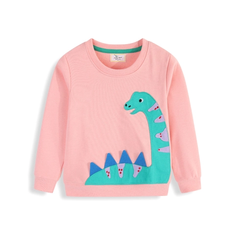 Sweat-shirt Garçon Enfant Coton Applique Dinosaure Dessin Animé Manches Longues Col Rond Pull Décontracté