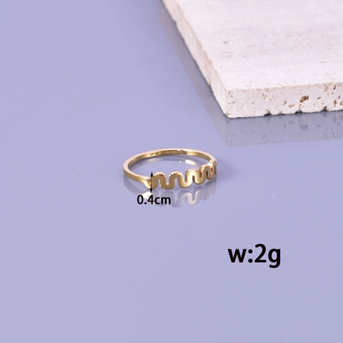 Minimalistisch Titaniumstaal Golf Open Ring Voor Vrouwen 18K Verguld Trendy Mode Sieraden Cadeau Esthetische Vingerring