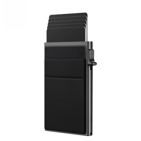 RFID Blocking Pop Up Card Holder Wallet Slim Aluminum Alloy PU Leather Credit Card Case Protector For Men Women