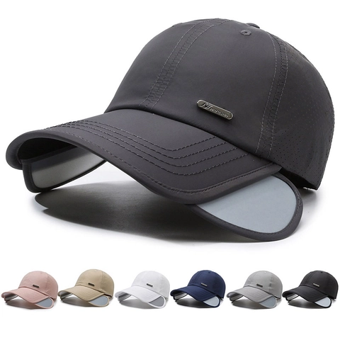 Outdoor Sonnenhut Mit Einziehbarer Krempe Schnelltrocknend Atmungsaktive Polyester Baseballkappe Unisex