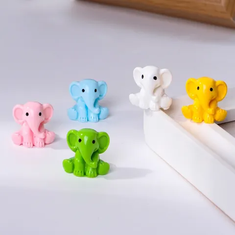 Mini Elephant Figurines Resin Colorful Micro Landscape Desktop Ornaments Cartoon Animal Statues DIY Accessories