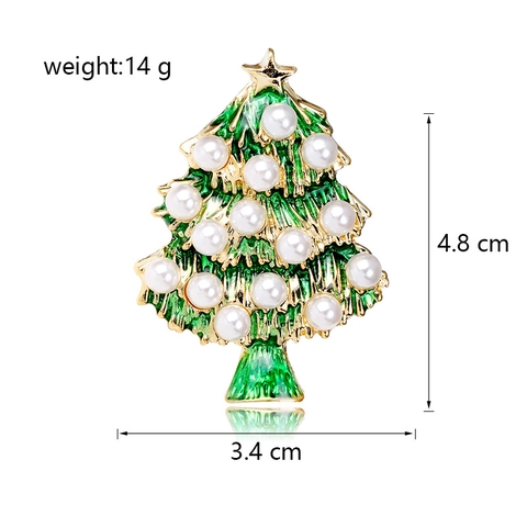 Spilla Albero Di Natale Lega Smalto Perla Artificial Gioielli Festivi Accessorio Per Donne Elegante Vintage