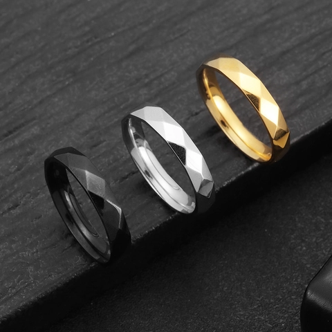 Geometric Faceted Ring Minimalist Titanium Steel Band For Men And Women Modern Fashion Jewelry